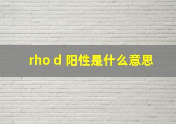 rho d 阳性是什么意思